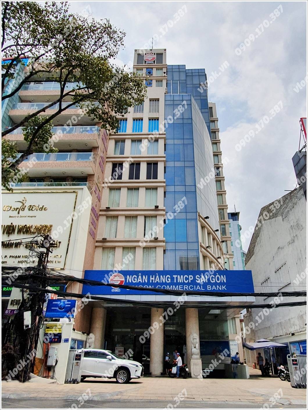 Mặt trước cao ốc cho thuê văn phòng SCB Building, Cống Quỳnh, Quận 1, TPHCM - vlook.vn