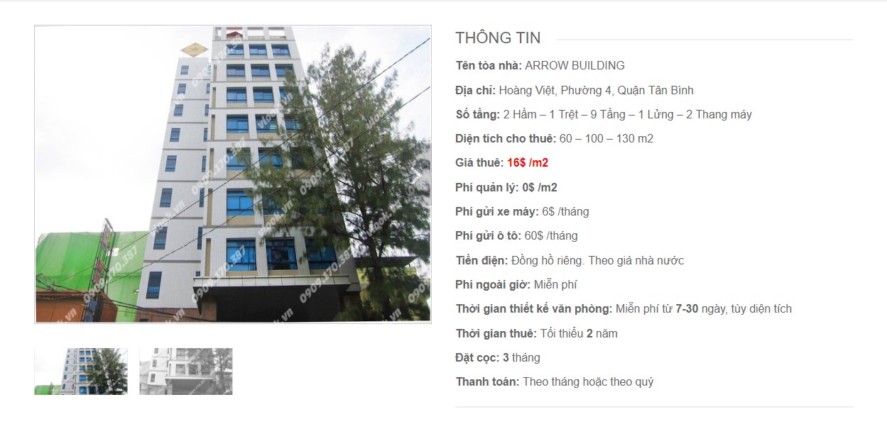 Danh sách các công ty đang thuê văn phòng tại Arrow Building, Hoàng Việt, Quận Tân Bình vlook.vn