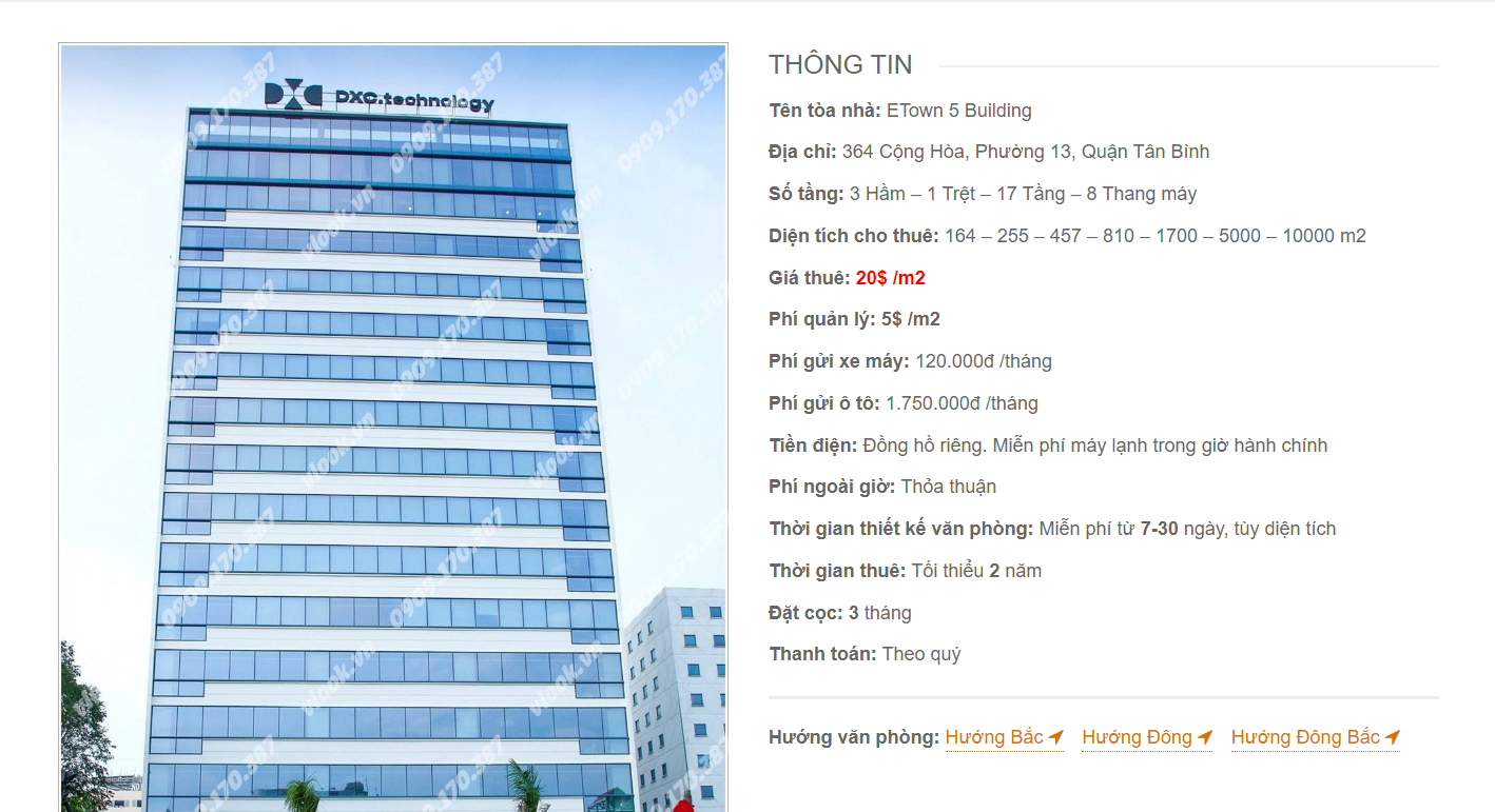 Danh sách công ty tại tòa nhà ETown 5 Building Cộng Hòa, Quận Tân Bình - vlook.vn