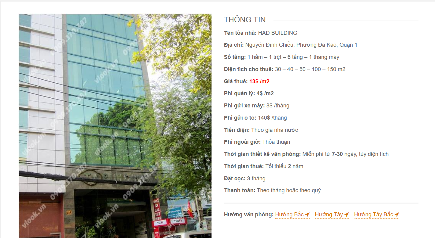 Danh sách công ty tại văn phòng HAD Building Nguyễn Đình Chiểu, Quận 1 - vlook.vn