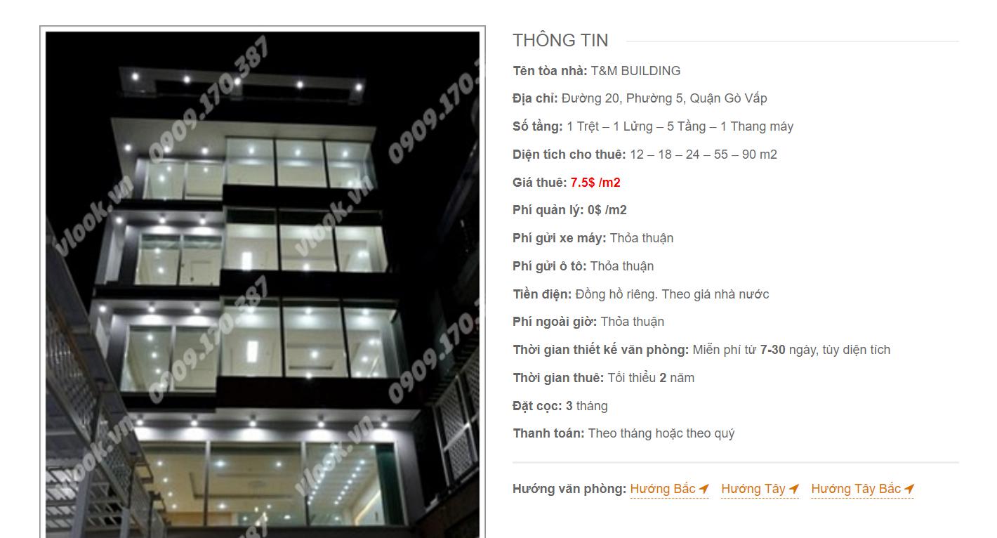 Danh sách công ty thuê văn phòng tại T&M Building Đường 20, Quận Gò Vấp - vlook.vn