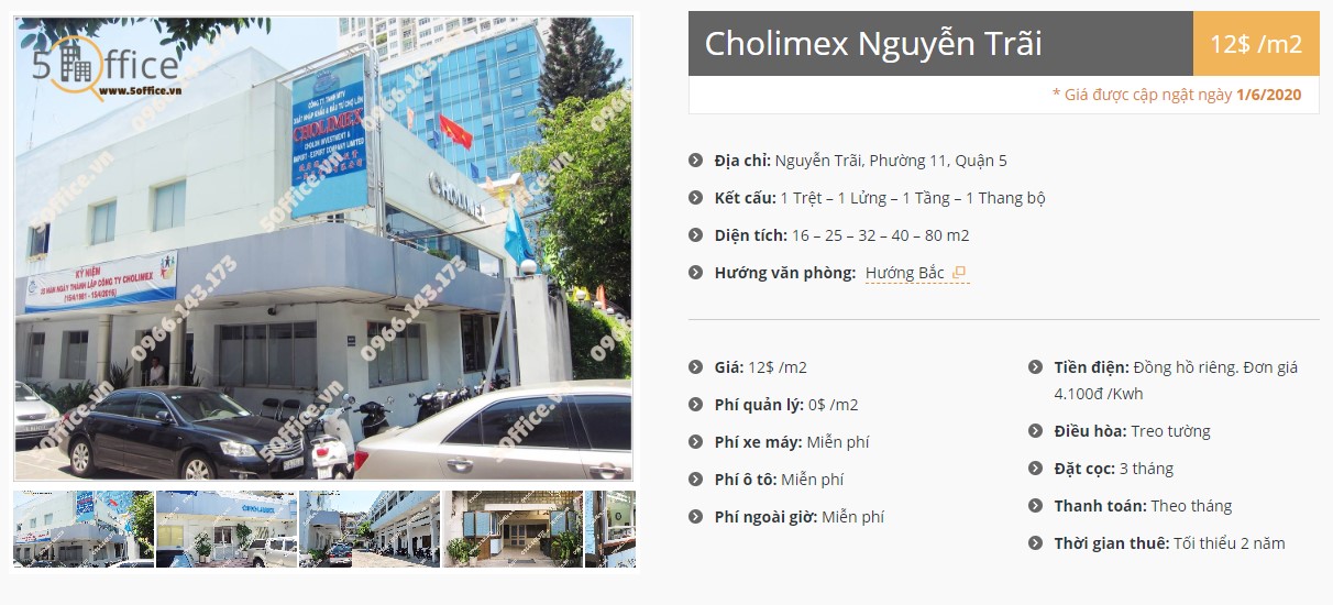 Danh sách công ty tại tòa nhà Cholimex Nguyễn Trãi, Quận 5