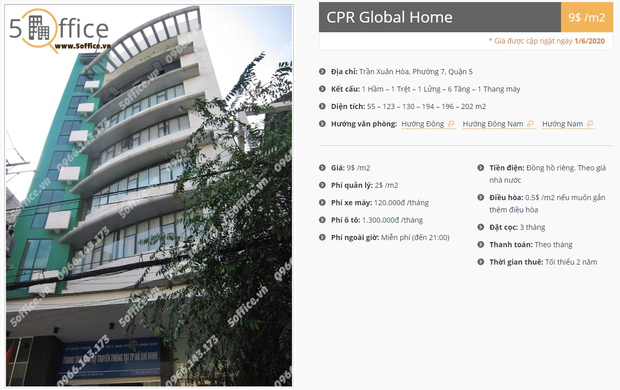 Danh sách công ty thuê văn phòng tại CPR Global Home, Quận 5