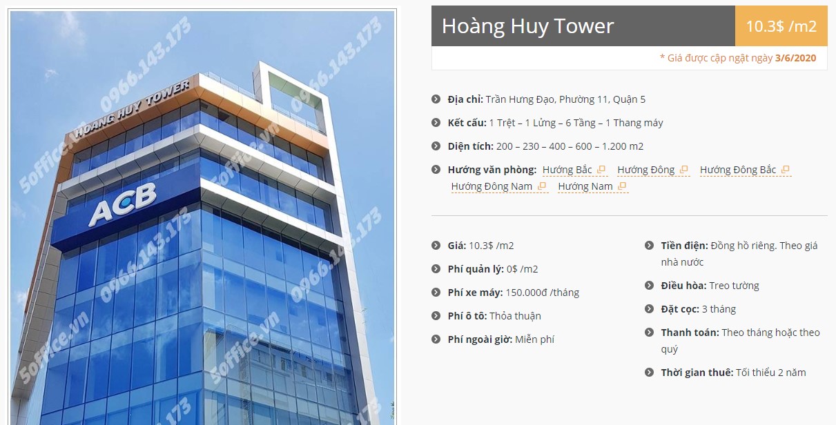 Danh sách công ty thuê văn phòng tại Hoàng Huy Tower, Quận 5