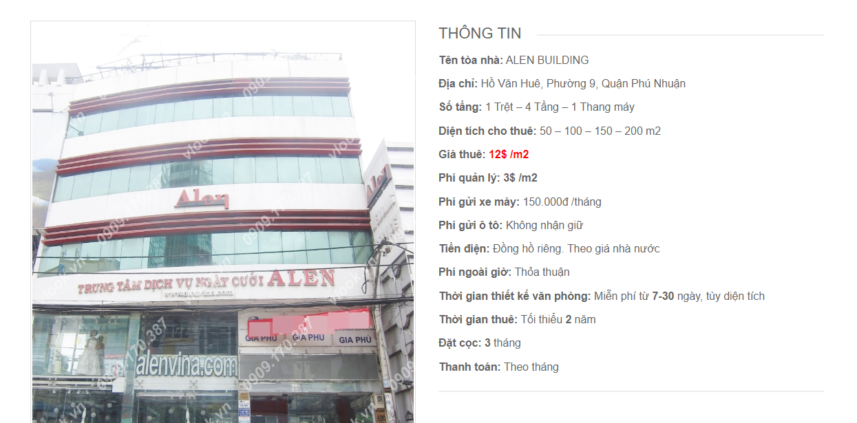 Danh sách công ty tại tòa nhà Alen Building, Hồ Văn Huê Quận Phú Nhuận