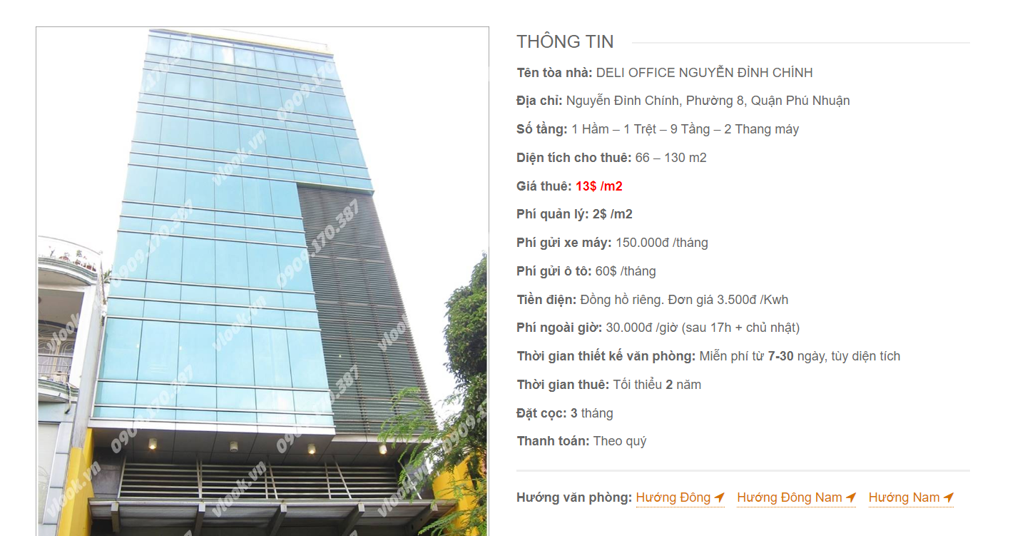 Danh sách công ty tại tòa nhà Deli Office Nguyễn Đình Chính, Quận Phú Nhuận