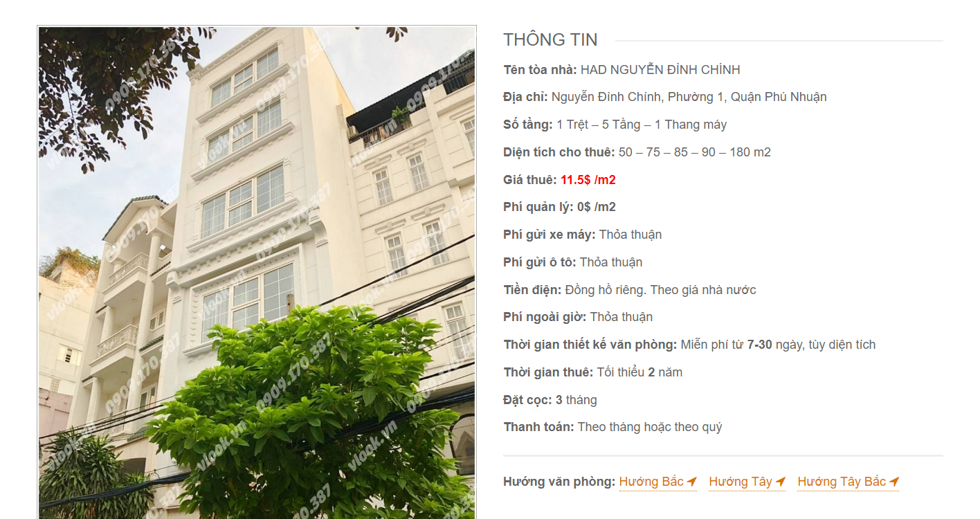 Danh sách công ty tại tòa nhà HAD Nguyễn Đình Chính, Quận Phú Nhuận