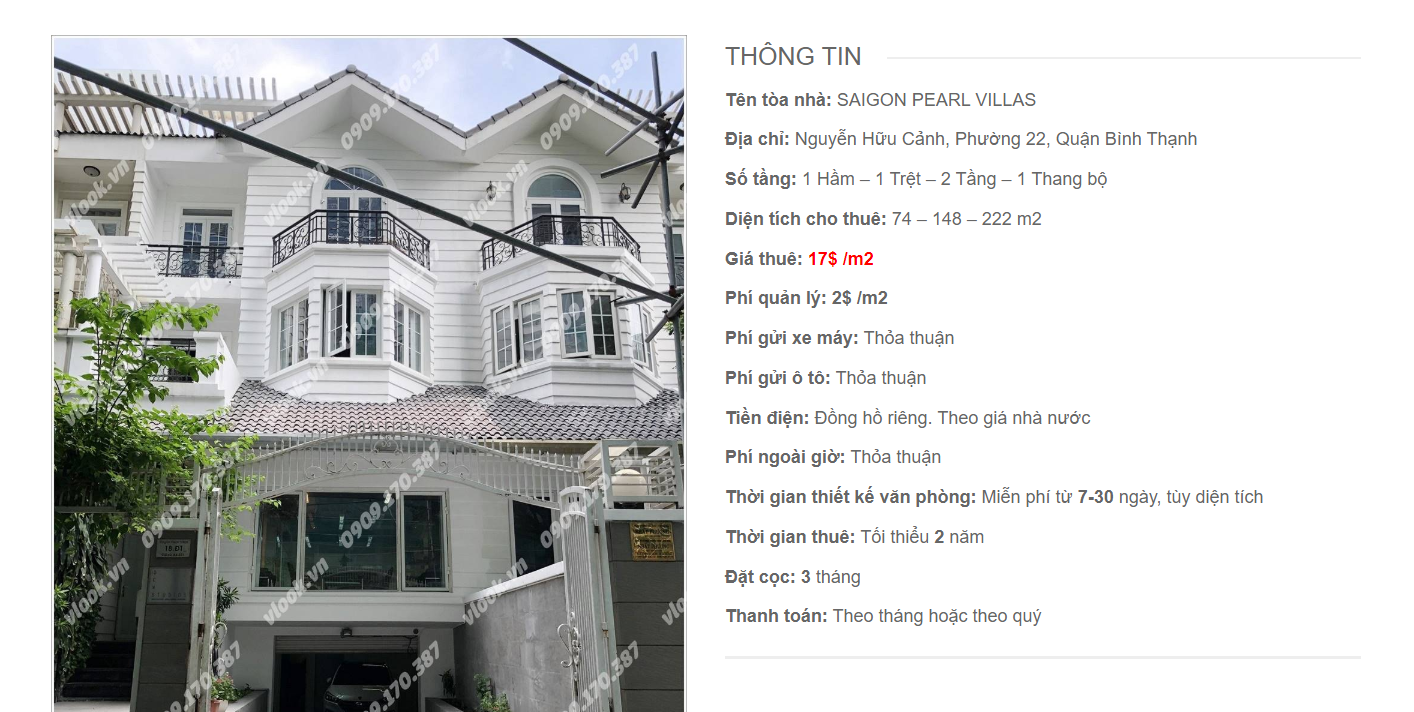 Danh sách công ty tại tòa nhà Saigon Pearl Villas, Nguyễn Hữu Cảnh Quận Bình Thạnh