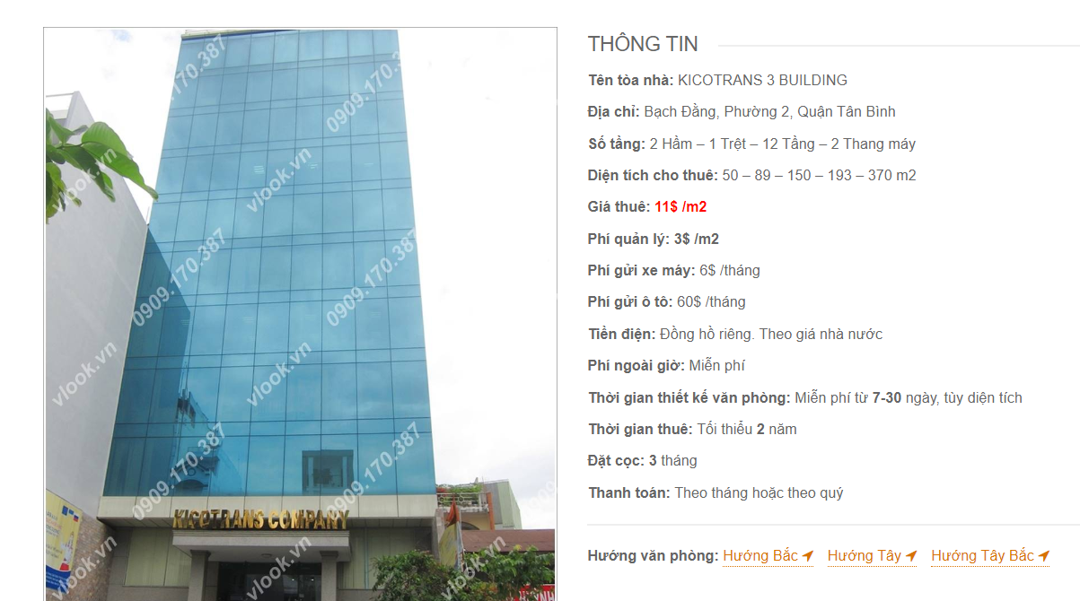 Danh sách công ty tại tòa nhà Kicotrans 3 Building, Bạch Đằng, Quận Tân Bình