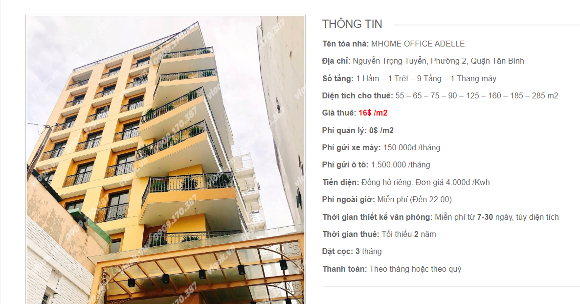 Danh sách công ty tại tòa nhà MHome Office Adelle, Nguyễn Trọng Tuyển, Quận Tân Bình