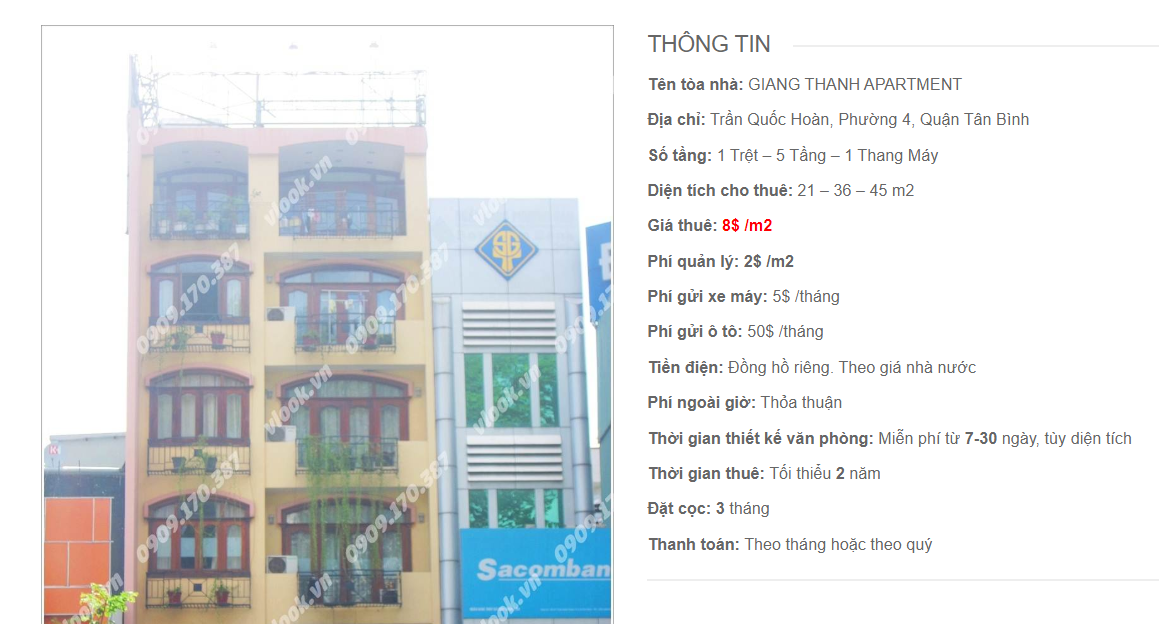 Danh sách công ty tại tòa nhà Giang Thanh Apartment, Trần Quốc Hoàn, Quận Tân Bình