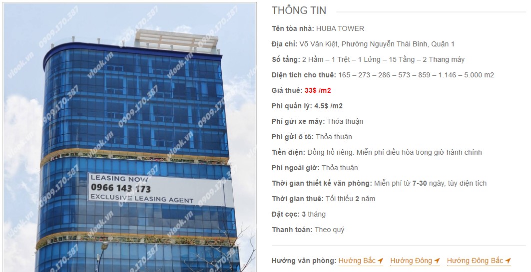 Danh sách công ty thuê văn phòng tại Huba Tower, Quận 1