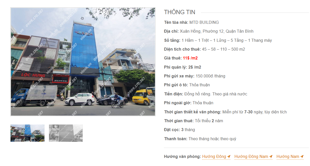Danh sách công ty tại tòa nhà MTD Building, Xuân Hồng, Quận Tân Bình