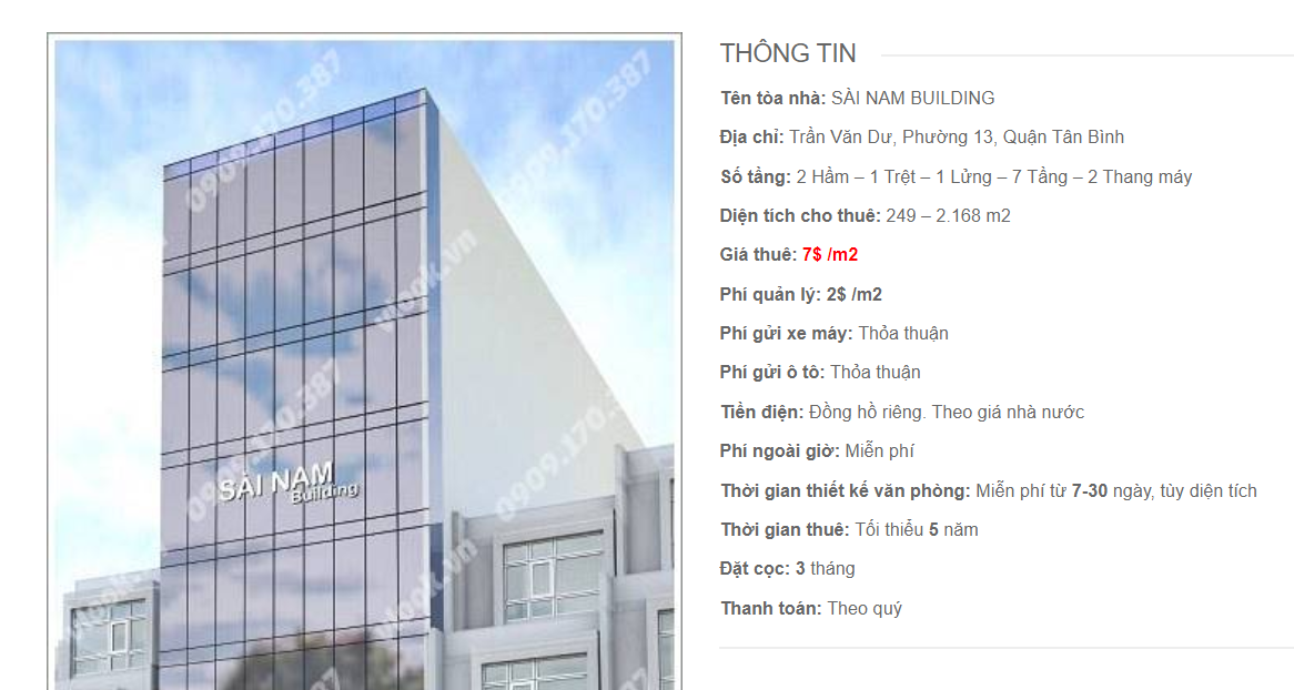 Danh sách công ty tại tòa nhà Sài Nam Building, Trần Văn Dư, Quận Tân Bình