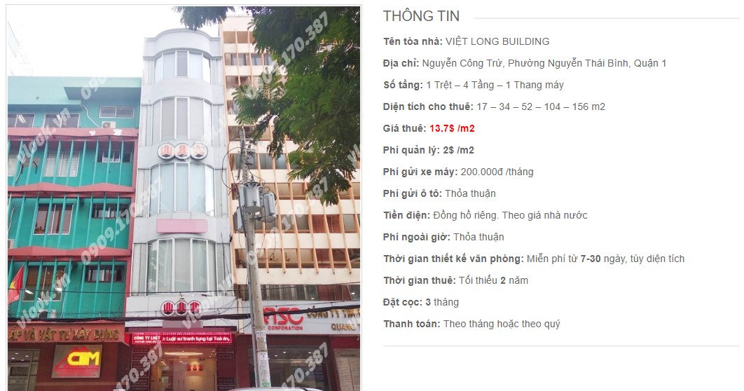 Danh sách công ty thuê văn phòng tại Việt Long Building, Quận 1