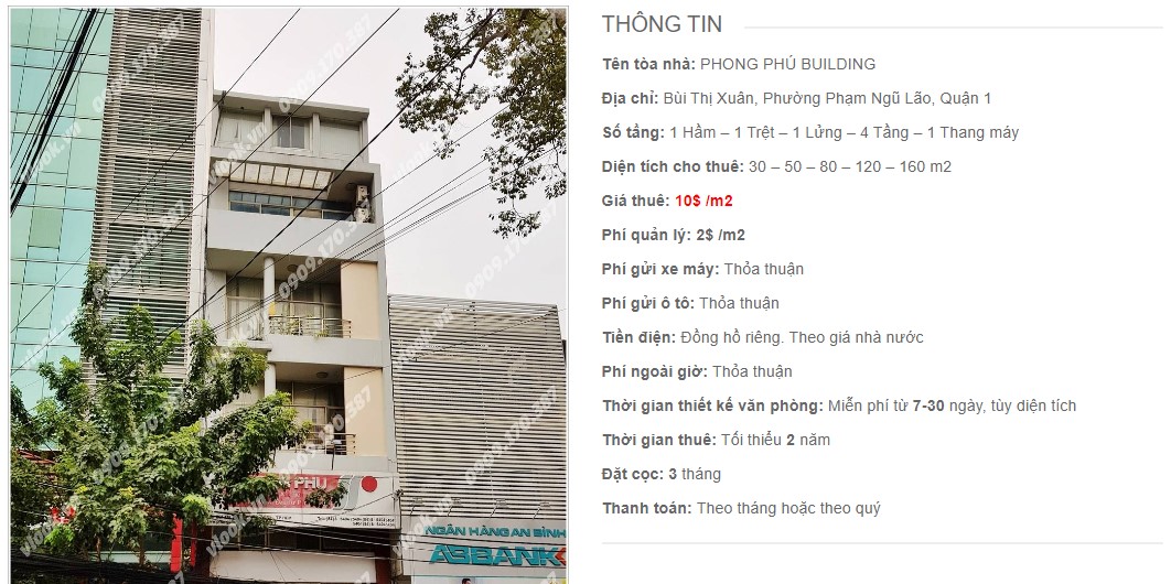 Danh sách công ty thuê văn phòng tại Phong Phú Building, Quận 1