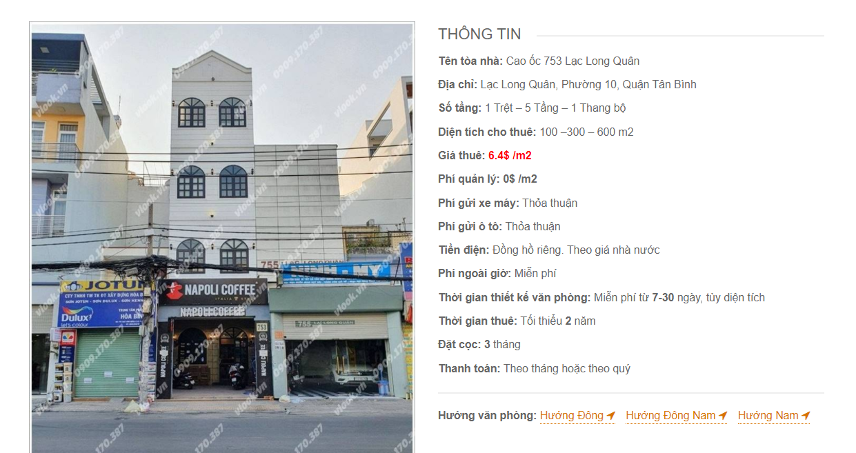 Danh sách cao ốc văn phòng cho thuê cao ốc 753 Lạc Long Quân, Quận Tân Bình, TPHCM - vlook.vn