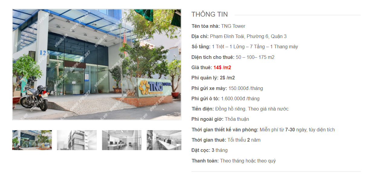 Danh sách cao ốc văn phòng cho thuê cao ốc TNG Tower, Phạm Đình Toái, Quận 3, TPHCM - vlook.vn