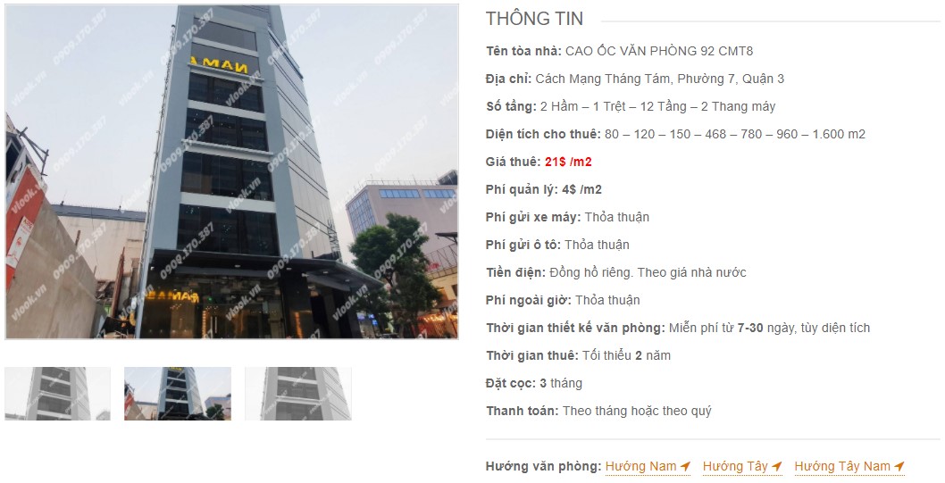 Danh sách công ty tại tòa nhà Cao ốc văn phòng 92 CMT8, Quận 3
