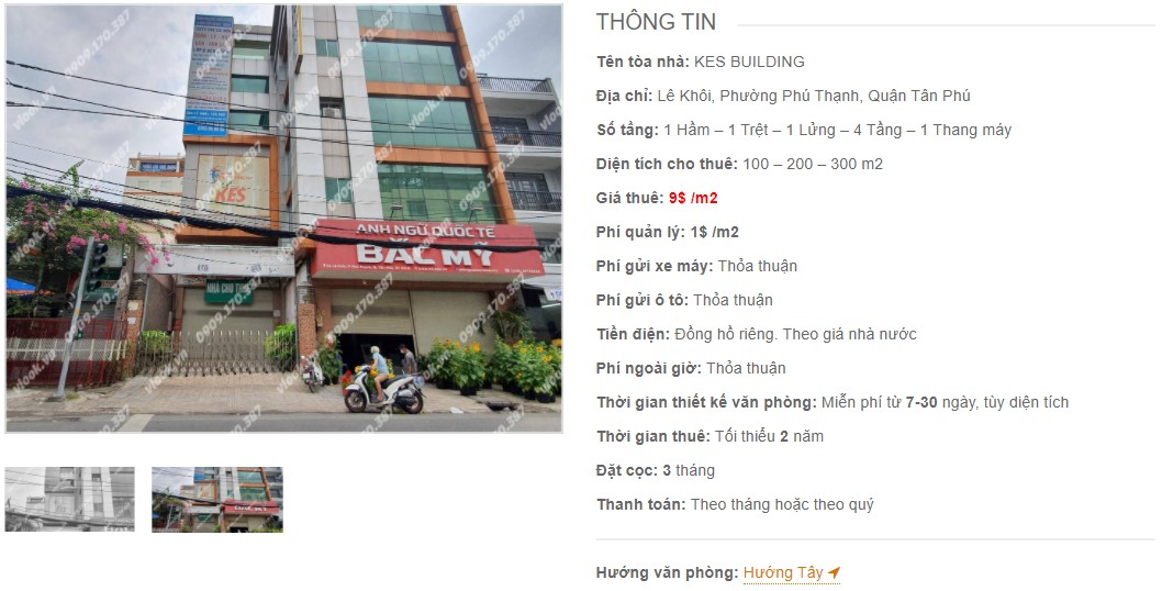 Danh sách công ty thuê văn phòng tại tòa nhà KES Building, Quận Tân Phú