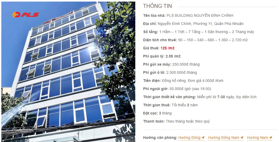 Danh sách công ty tại tòa nhà PLS Building Nguyễn Đình Chính, Quận Phú Nhuận