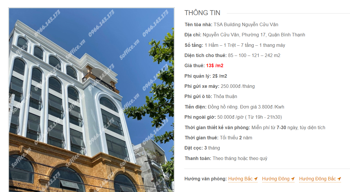 Danh sách công ty thuê văn phòng tại tòa nhà TSA Building Nguyễn Cửu Vân, Quận Bình Thạnh