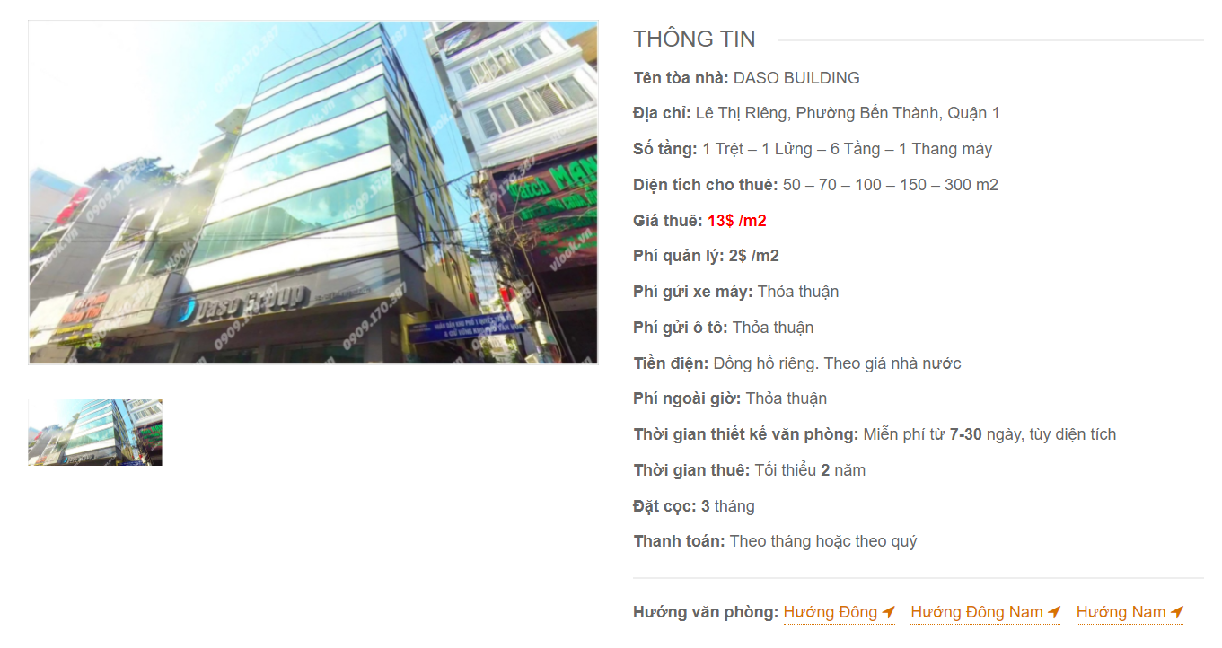 Danh sách công ty thuê văn phòng tại tòa nhà Daso Building, Lê Thị Riêng, Quận 1