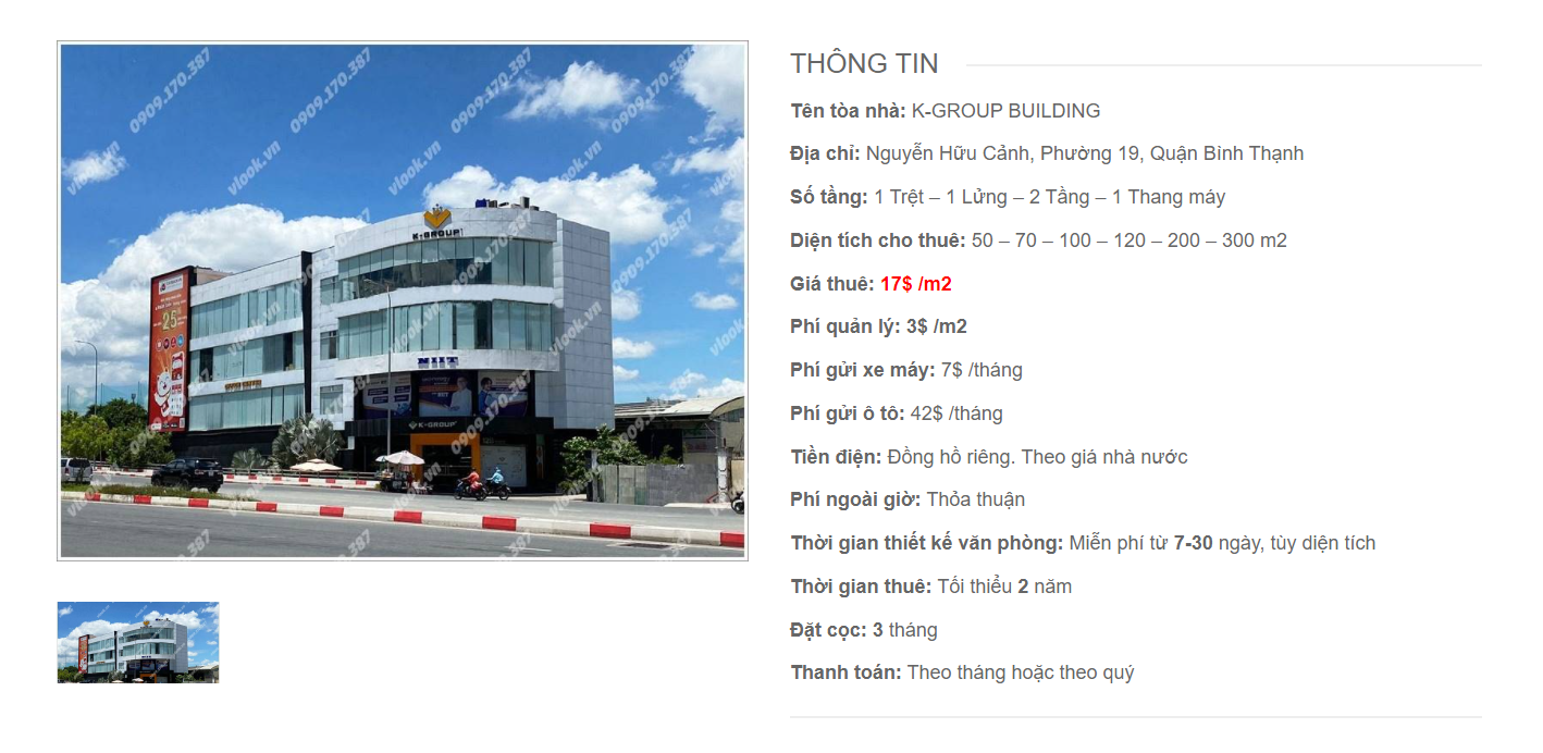 Danh sách công ty thuê văn phòng tại tòa nhà K-Group Building, Nguyễn Hữu Cảnh, Quận Bình Thạnh