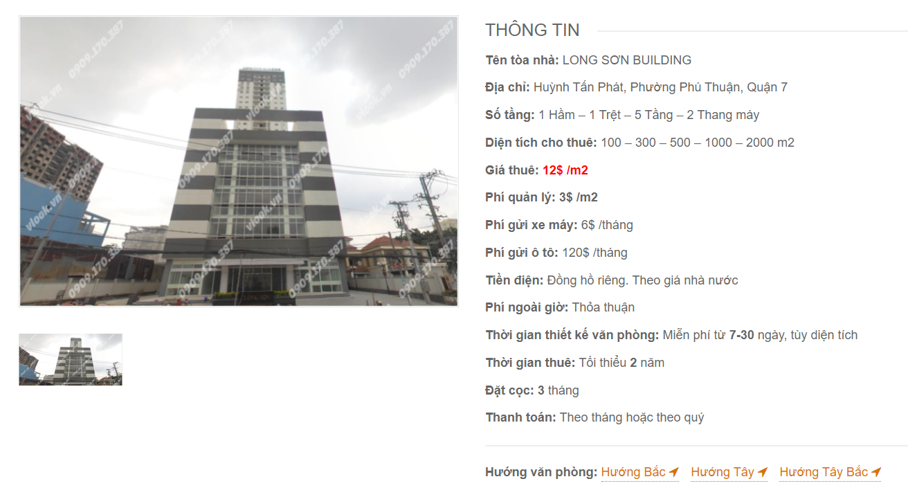 Danh sách công ty thuê văn phòng tại tòa nhà Long Sơn Building, Huỳnh Tấn Phát, Quận 7