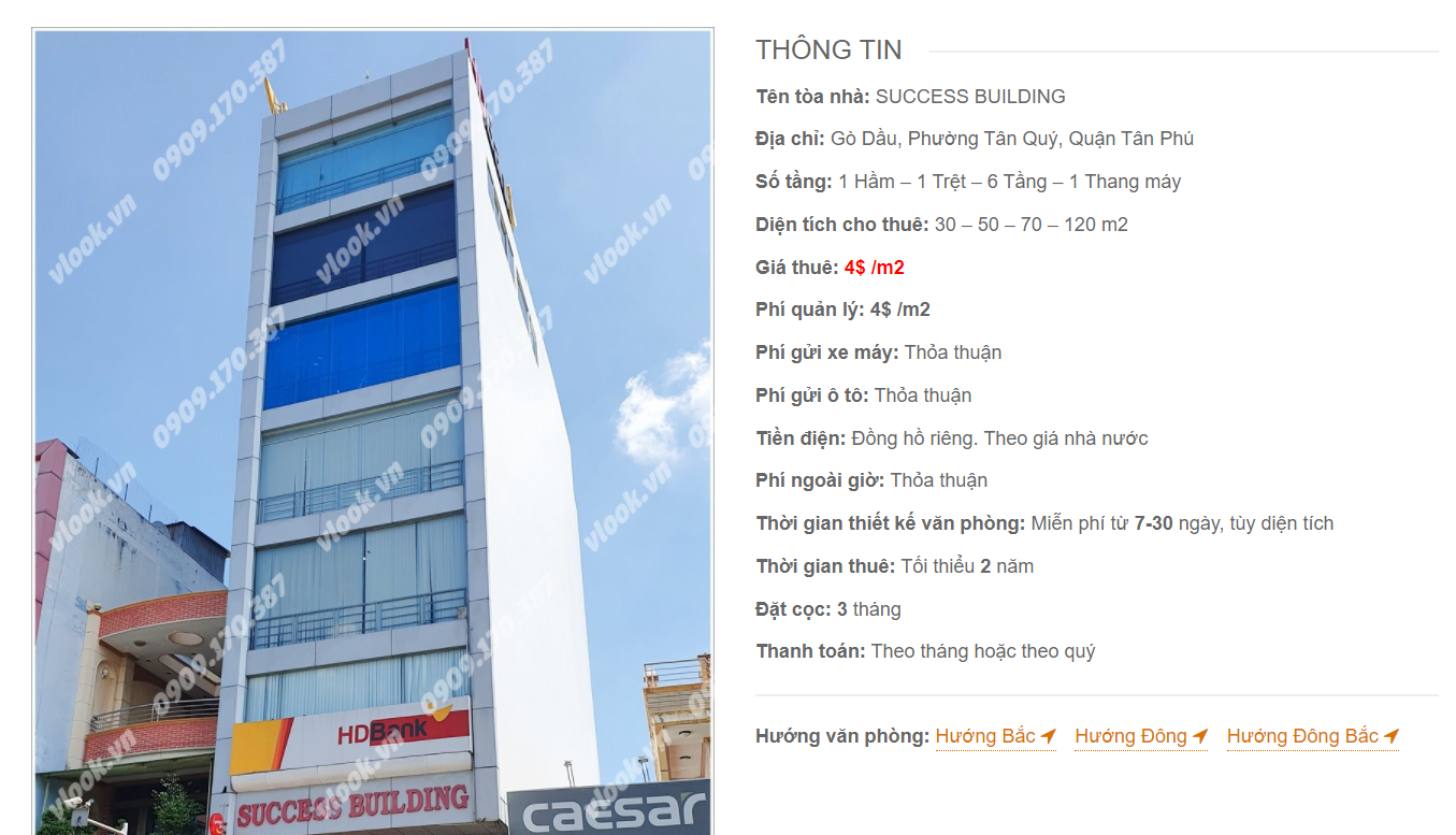 Danh sách công ty thuê văn phòng tại tòa nhà Success Building, Gò Dầu, Quận Tân Phú