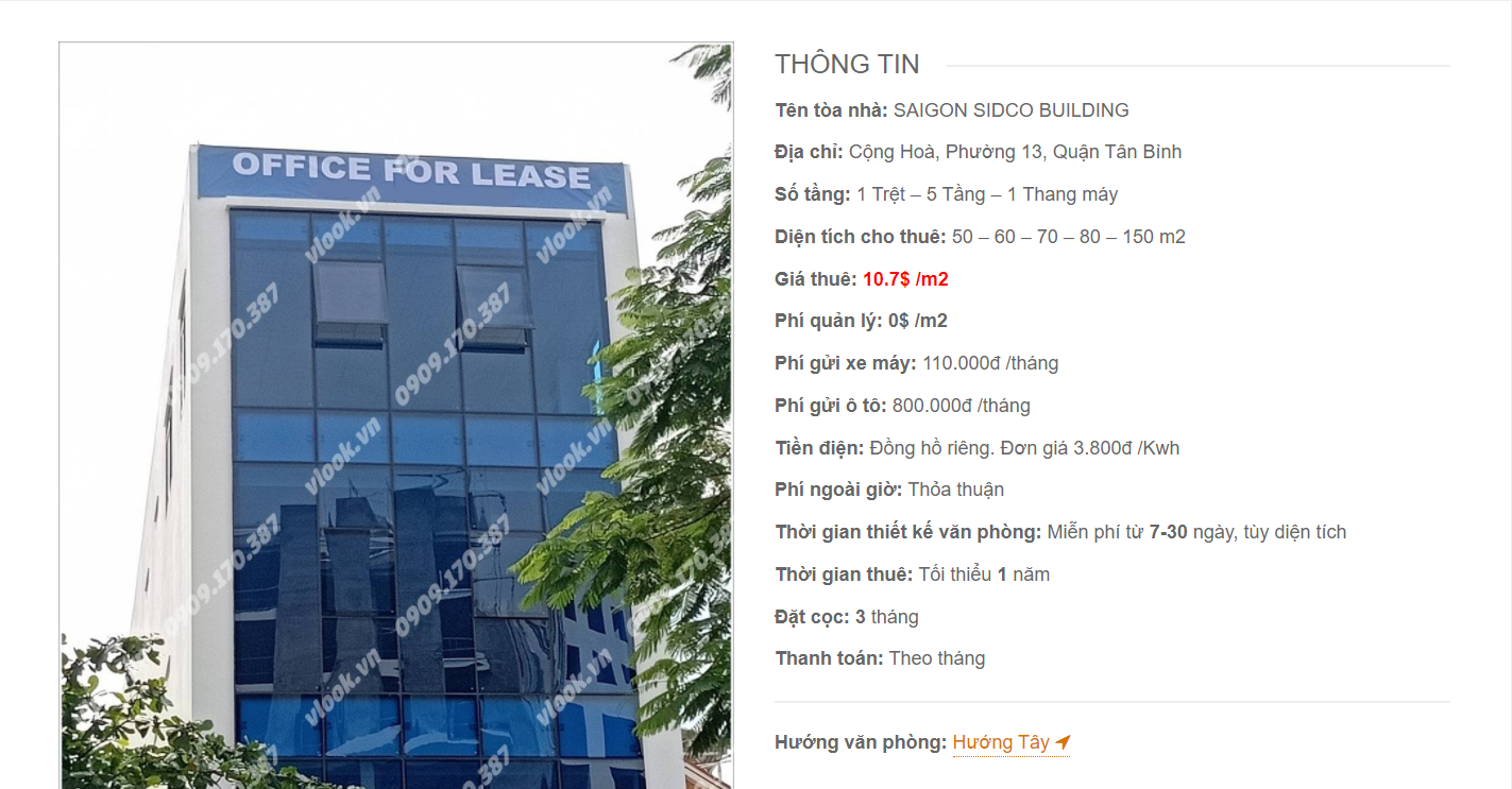 Danh sách công ty thuê văn phòng tại tòa nhà Saigon Sidco Building, Cộng Hòa, Quận Tân Bình