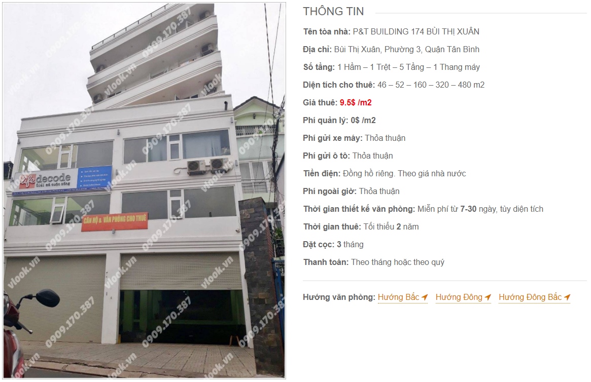 Danh sách công ty tại P&T Building 174 Bùi Thị Xuân, Quận Tân Bình
