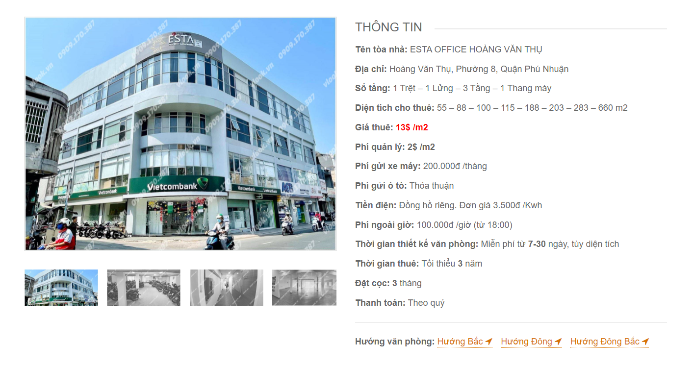 Danh sách công ty thuê văn phòng tại Esta Office Hoàng Văn Thụ, Quận Phú Nhuận