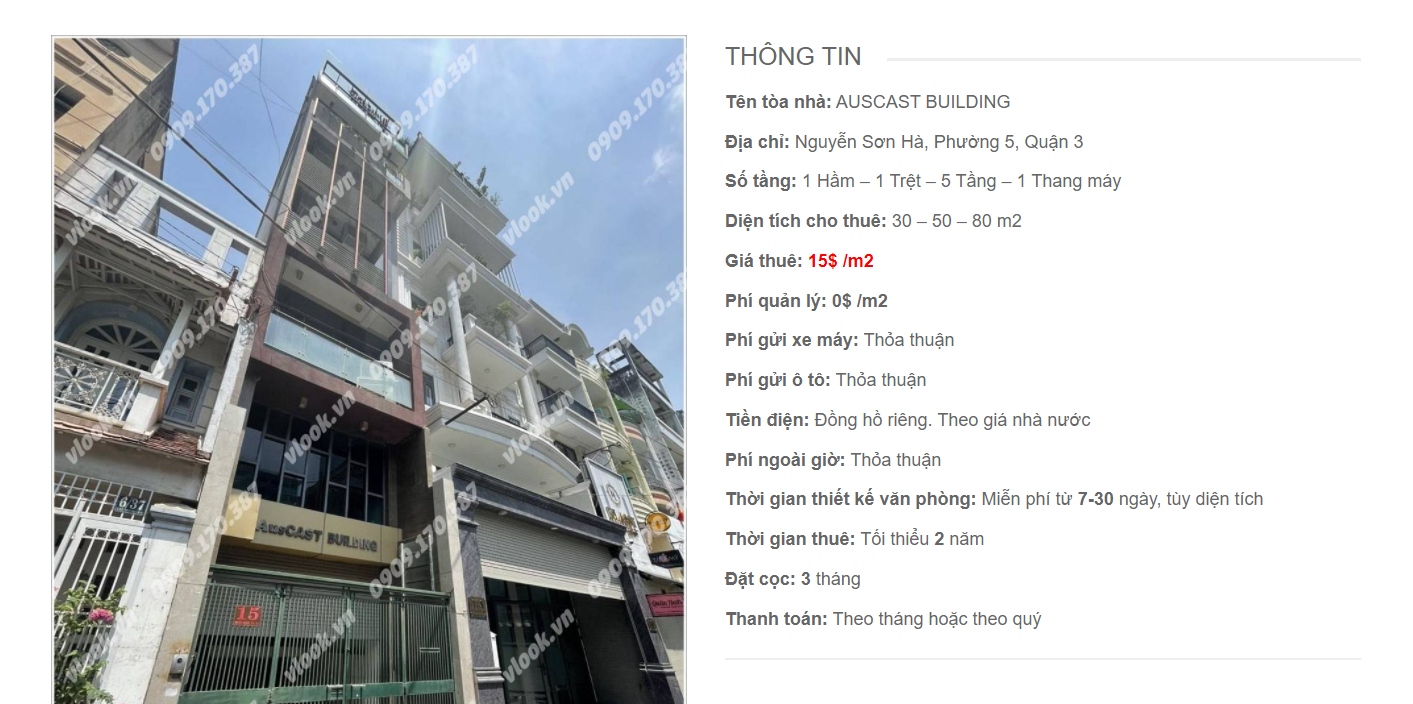 Danh sách công ty thuê văn phòng tại tòa nhà Auscast Building, Nguyễn Sơn Hà, Quận 3