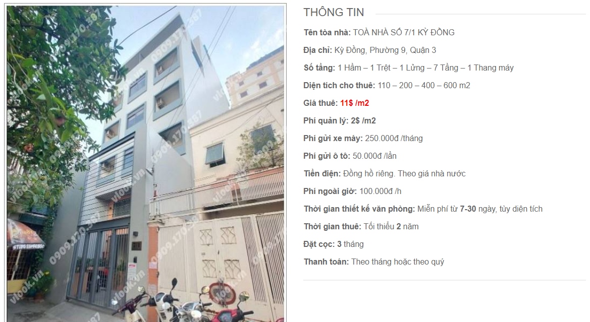 Danh sách công ty thuê văn phòng tại Tòa nhà số 7/1 Kỳ Đồng, Quận 3