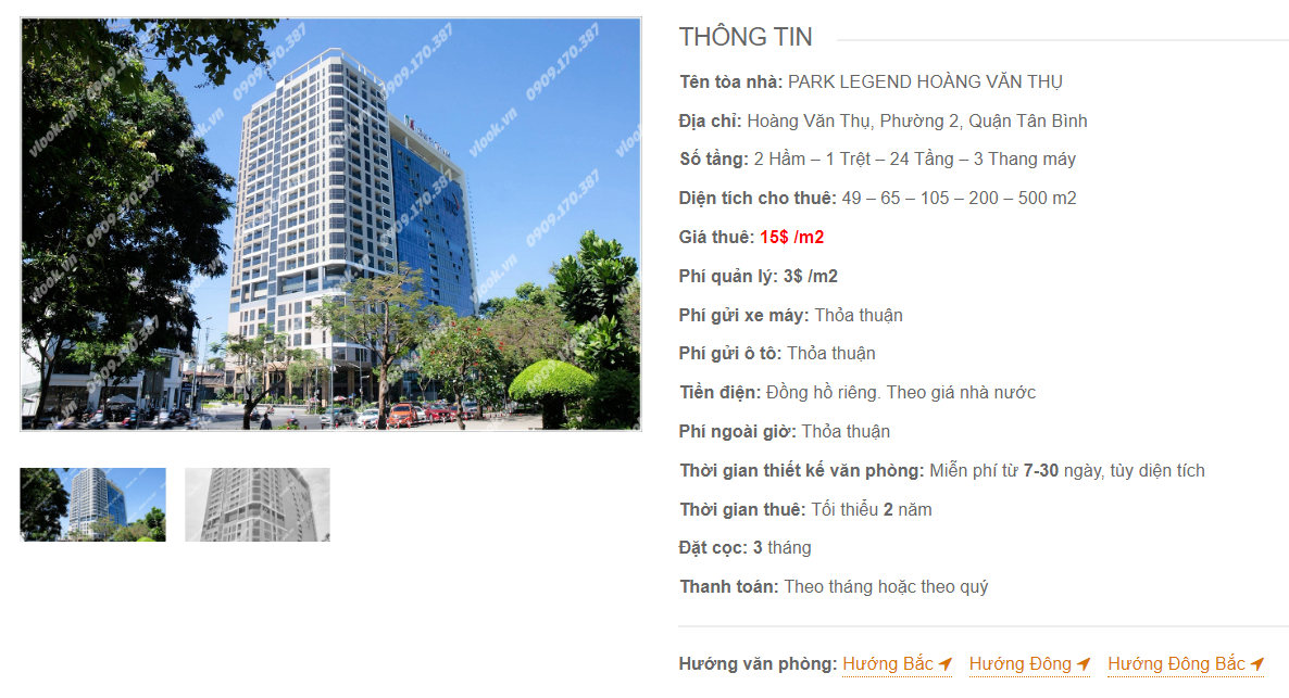 Danh sách công ty thuê văn phòng tại tòa nhà Park Legend Hoàng Văn Thụ, Quận Tân Bình