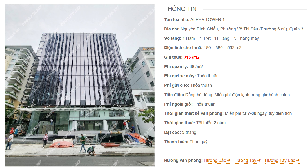 Danh sách công ty thuê văn phòng tại toà nhà Alpha Tower 1, Nguyễn Đình Chiểu, Quận 3