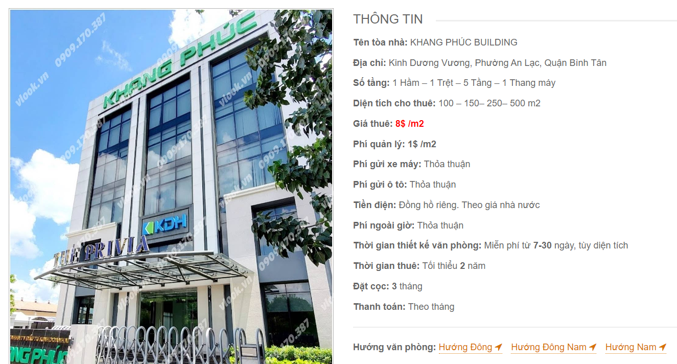 Danh sách công ty thuê văn phòng tại toà nhà Khang Phúc Building, Kinh Dương Vương, Quận Bình Tân