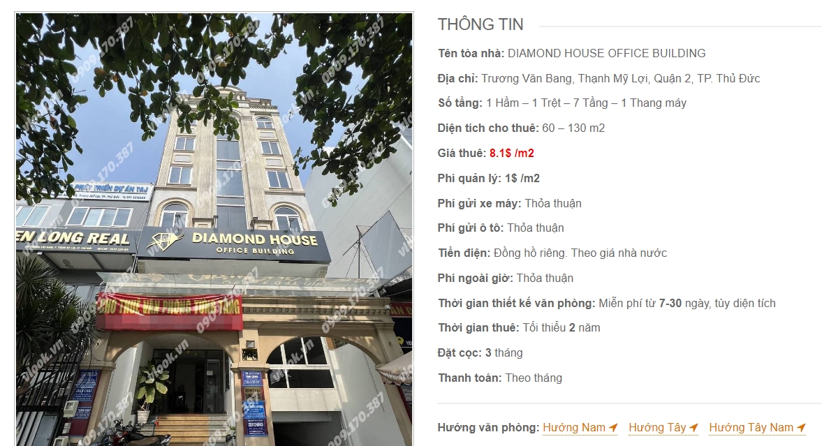 Danh sách công ty thuê văn phòng tại toà nhà Diamond House Office Building, Trương Văn Bang, Quận 2, TP. Thủ Đức