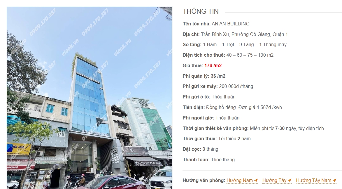 Danh sách công ty thuê văn phòng tại toà nhà An An Building, Trần Đình Xu, Quận 1