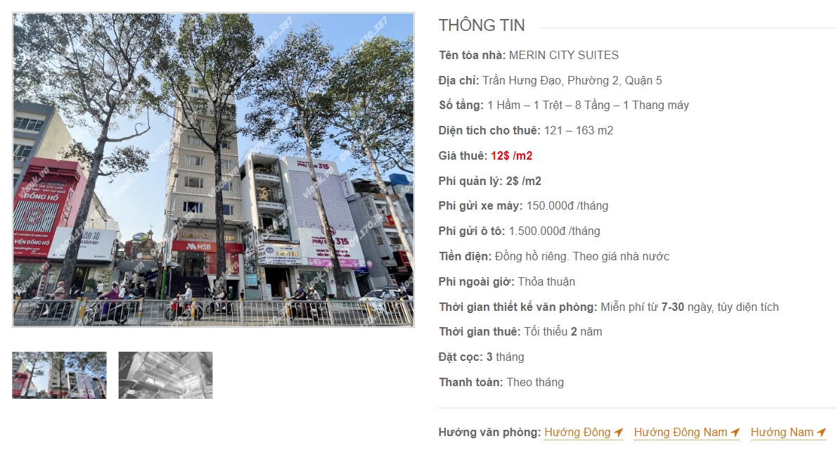 Danh sách công ty thuê văn phòng tại toà nhà Merin City Suites, Trần Hưng Đạo, Quận 5