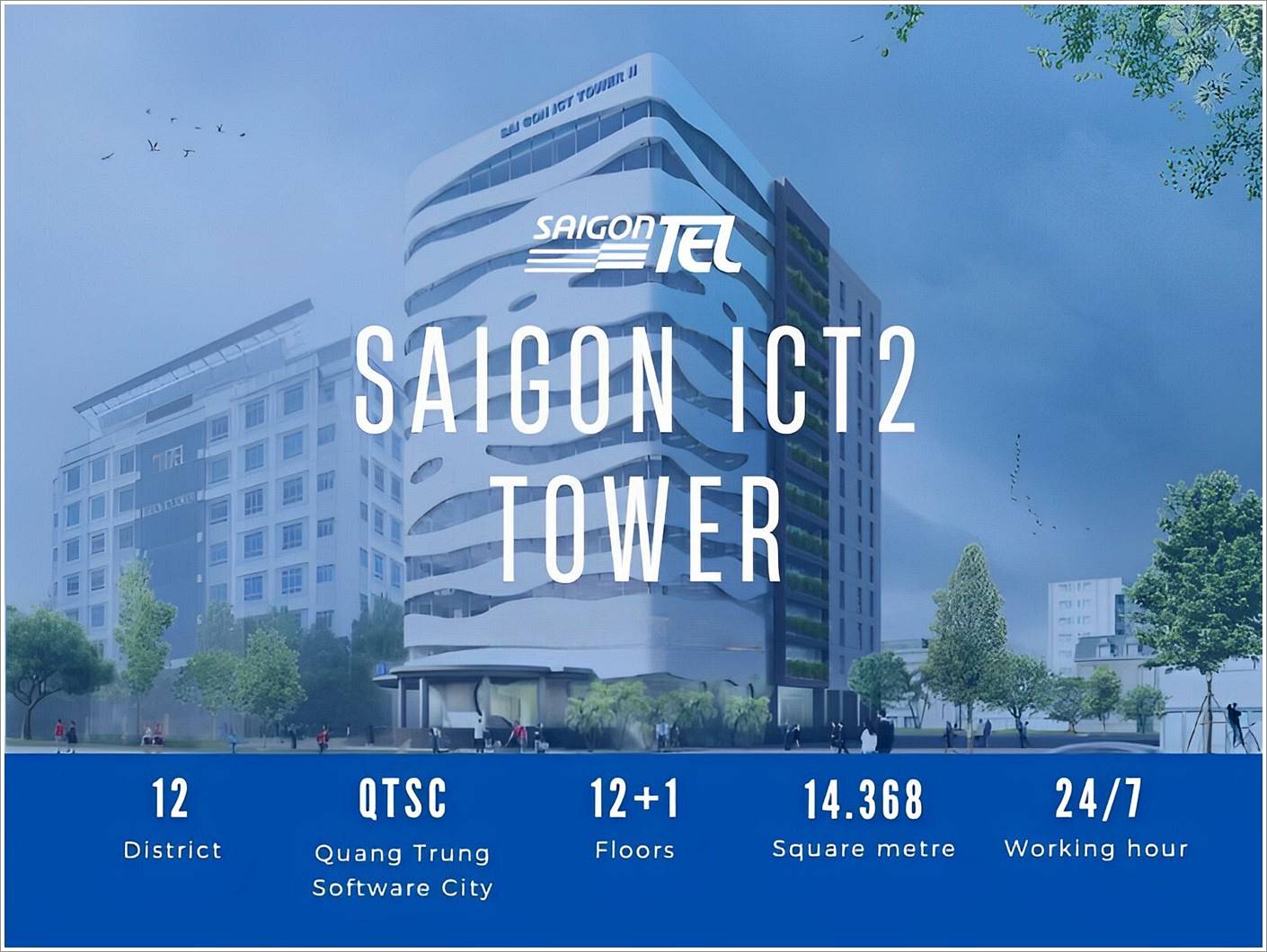 Cao ốc văn phòng cho thuê tòa nhà Saigon ICT Tower 2, Đường Trung Tâm, Quận 12, TP.HCM - vlook.vn