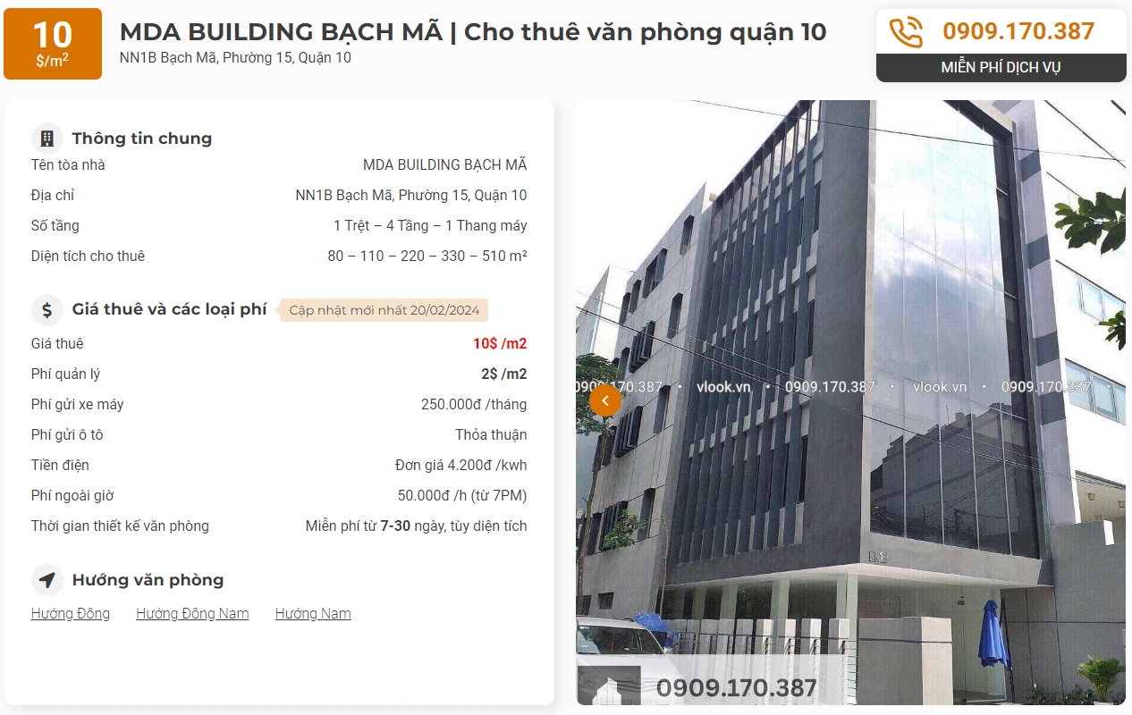 Danh sách công ty thuê văn phòng tại MDA Building Bạch Mã, Quận 10