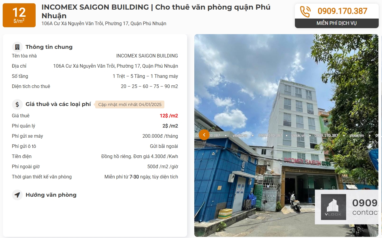 Danh sách công ty tại tòa nhà Incomex Saigon Building, Quận Phú Nhuận