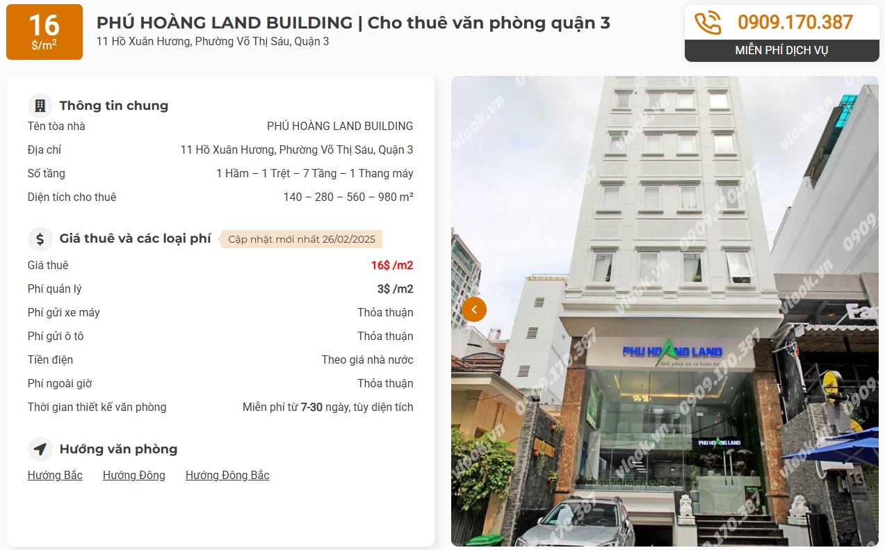 Danh sách công ty thuê văn phòng tại Phú Hoàng Land Building, Quận 3 - Vlook.vn