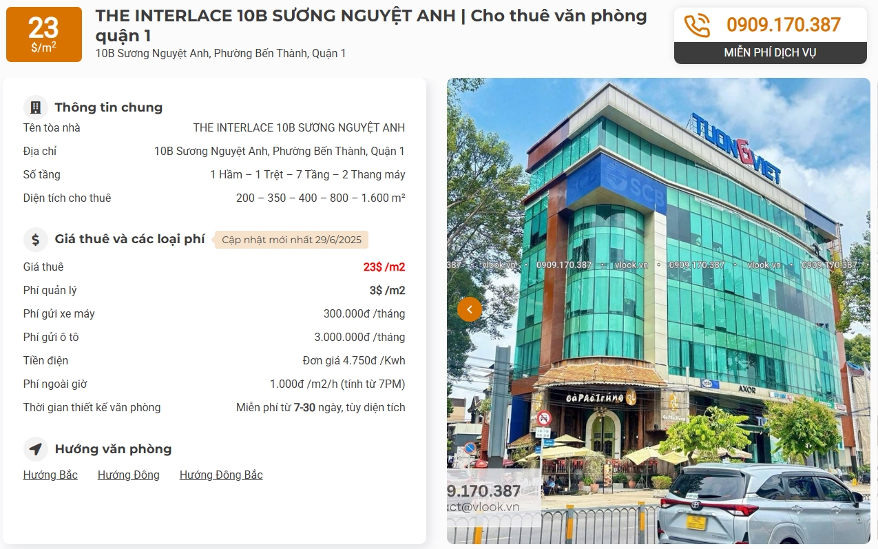 Danh sách công ty thuê văn phòng tại The Interlace 10B Sương Nguyệt Anh, Quận 1