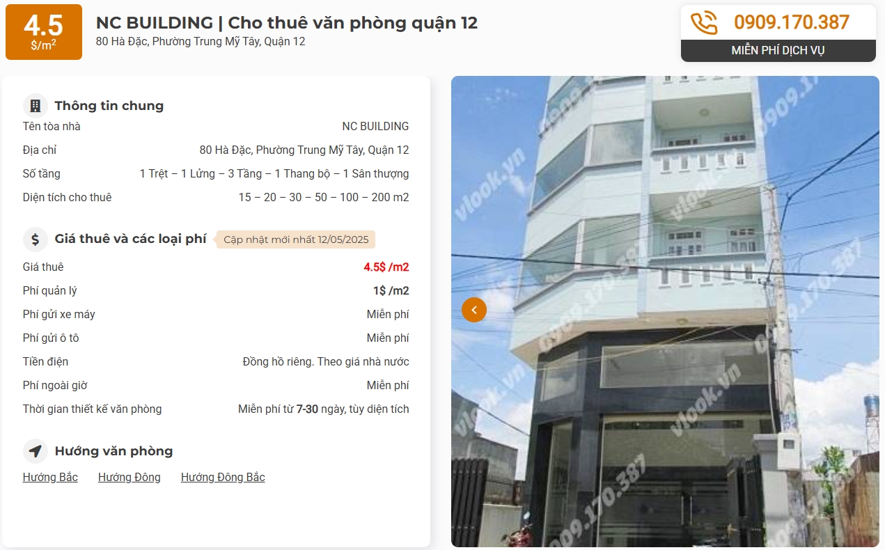Danh sách công ty thuê văn phòng tại tòa nhà NC Building, Quận 12