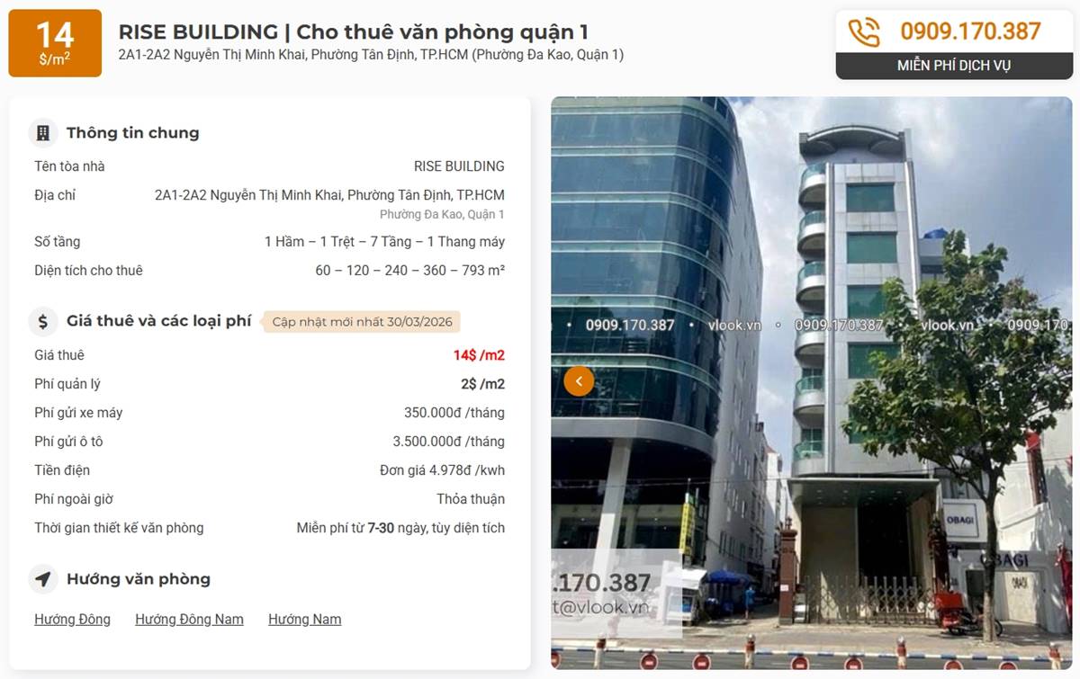 Danh sách công ty tại tòa nhà Rise Building, Quận 1 - vlook.vn