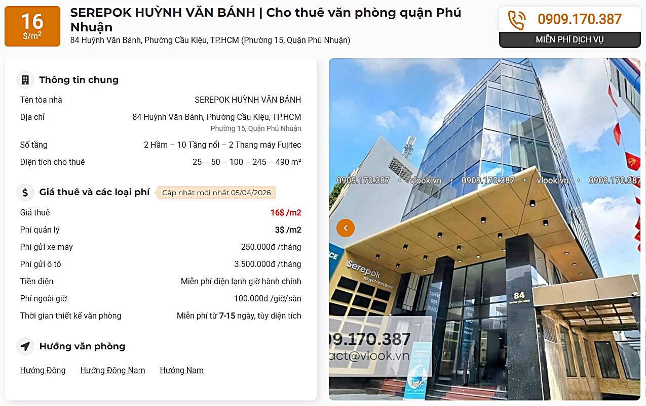 Danh sách công ty tại tòa nhà Serepok Huỳnh Văn Bánh, Quận Phú Nhuận