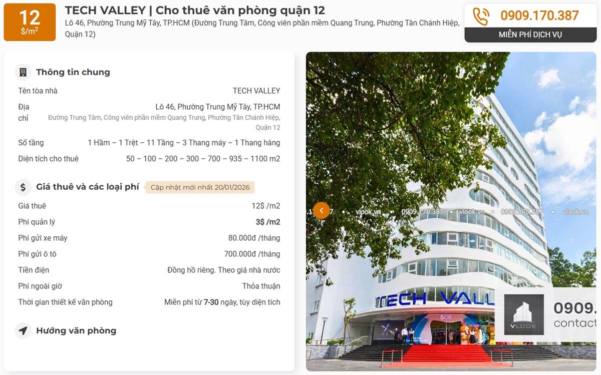Danh sách công ty thuê văn phòng tại tòa nhà Tech Valley, Quận 12 - vlook.vn